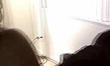 two girls giving blowjob and groping each other