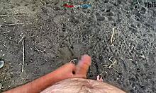 brunette amateur masturbates under a bridge in anime style