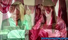 Hot teen masseuse blows during massage