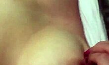 Amateur with bouncing tits in action.