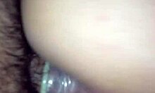 latina woman engages in intimate activity on all fours