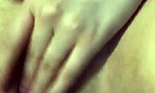 Amateur with bouncing tits in action.