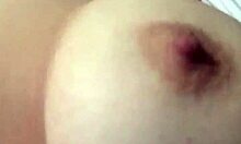 Amateur with bouncing tits in action.