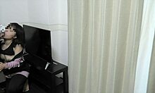 Young couple has sex in living room before school.