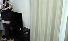 Young couple has sex in living room before school.