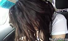 teen swallows for the first time in public outdoor scene