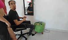 hot stepsister gets so horny during her vaginal waxing, i end up giving her oral 😏