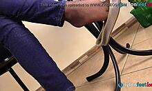 sexy teen in nylons doing shoeplay and putting feet in your face