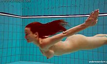 big tits petite babe deniska swims naked