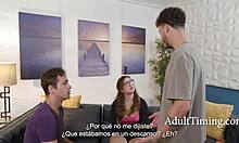 teen asks, 'who's better, my neglectful boyfriend or this simp?' in hardcore threesome with apollo banks and leana lovings