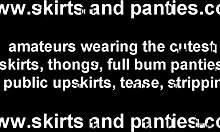 Amateur teen 18+ gives a skirt upskirt peek