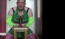 Bouncing Up And Down On Dildo Insertion