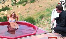 Blonde Slut Fucks On Terrace