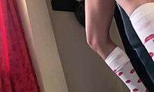 Busty petite teen surprises with intense fingering leading to wet orgasm