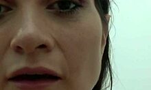 horny italian deepthroats big cock in pov, fingering herself to orgasm while spitting and talking dirty