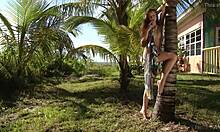 Sexy teen poses naked backstage.