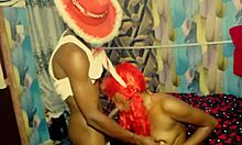 ebony stripper teases with moans during sensual massage