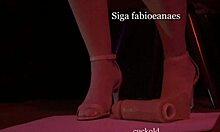 Hotwife showing off her high heels and stockings for her cuckold's foot fetish