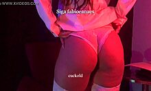 Hotwife showing off her high heels and stockings for her cuckold's foot fetish