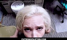 Wow, hot perfect body teen 18+ blonde Kiara Cole caught shoplifting fucks security guard to avoid cops in POV!