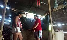 Lending shower to Colombian neighbor leads to intense seduction and hardcore fucking in the bathroom