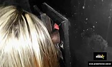 Blonde milf gets blowjob and fucking in party booth