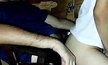 Horny wife riding big cock bareback when husband returns from work