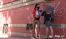 harley quinn cosplayer bends over for doggystyle blowjob pickup on street