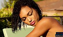 Hey, watch black teen model Noelle Monique strip off her tiny bikini now