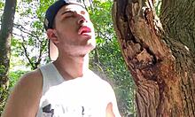 Two brazilian motorcyclists flash and dominate in dirty crossdressing behind the factory