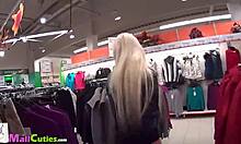 Brunette fucks in shop