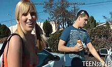 Tiny teen gets roughly fucked by huge cock