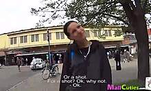 Brunette fucks in shop