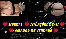 bbw babe masturbating tight pussy with two toys, come help