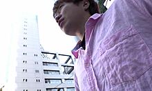 the beautiful japanese signboard girl gets picked up for homemade sex with oral and orgasm