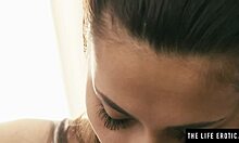 Cute Brunette Strips Lingerie and Masturbates Her Horny Clit