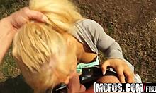 Intriguing public pickup: Veronika works out and surprises with a blowjob in the open