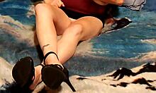 Sexy Wife In Heels And Skirt Masturbates Solo At Home