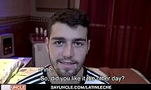 Cute latin guy in pool group scene