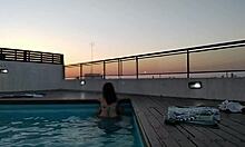 cumming hard in the pool at sunset? accountant gets bent over.