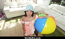 Perv stepbro says, play with my balls, tiny stepsister kimmy kimm