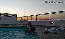 cumming hard in the pool at sunset? accountant gets bent over.