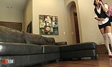 Petite 18-year-old learns lesbian pleasures from big-tits cougar