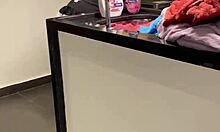 Latina Cleaning Lady Sucks Cock on Knees in Laundry Room