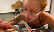 Latina Cleaning Lady Sucks Cock on Knees in Laundry Room