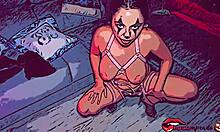 A hot clown in hentai animation fucks intensely on Halloween.