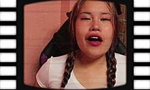 Slutty Teen Deepthroating Monster Cock, Burping Spit