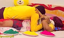 Intense Holi Fucking with Stunning Widow Bhabhi in Rough Doggystyle by Her Chubby Friend.