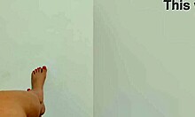 Shy Hottie With Red Pedicure Shows Off Her Sexy Legs On Camera