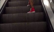 milly walks around shopping with vibrator in her ass, getting hardcore